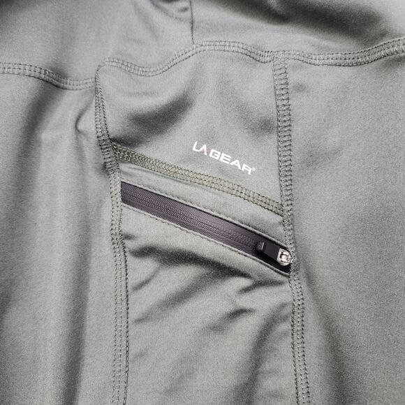 LA Gear Leggings Womens XL Green Pull On Side Zip Pocket Ankle Yoga Workout Gym - Picture 2 of 9